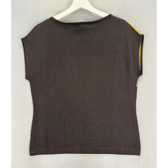 Evan Picone Women's Sz L Brown Abstract Floral Design Kitted Blouse Top NWT - Picture 5 of 8